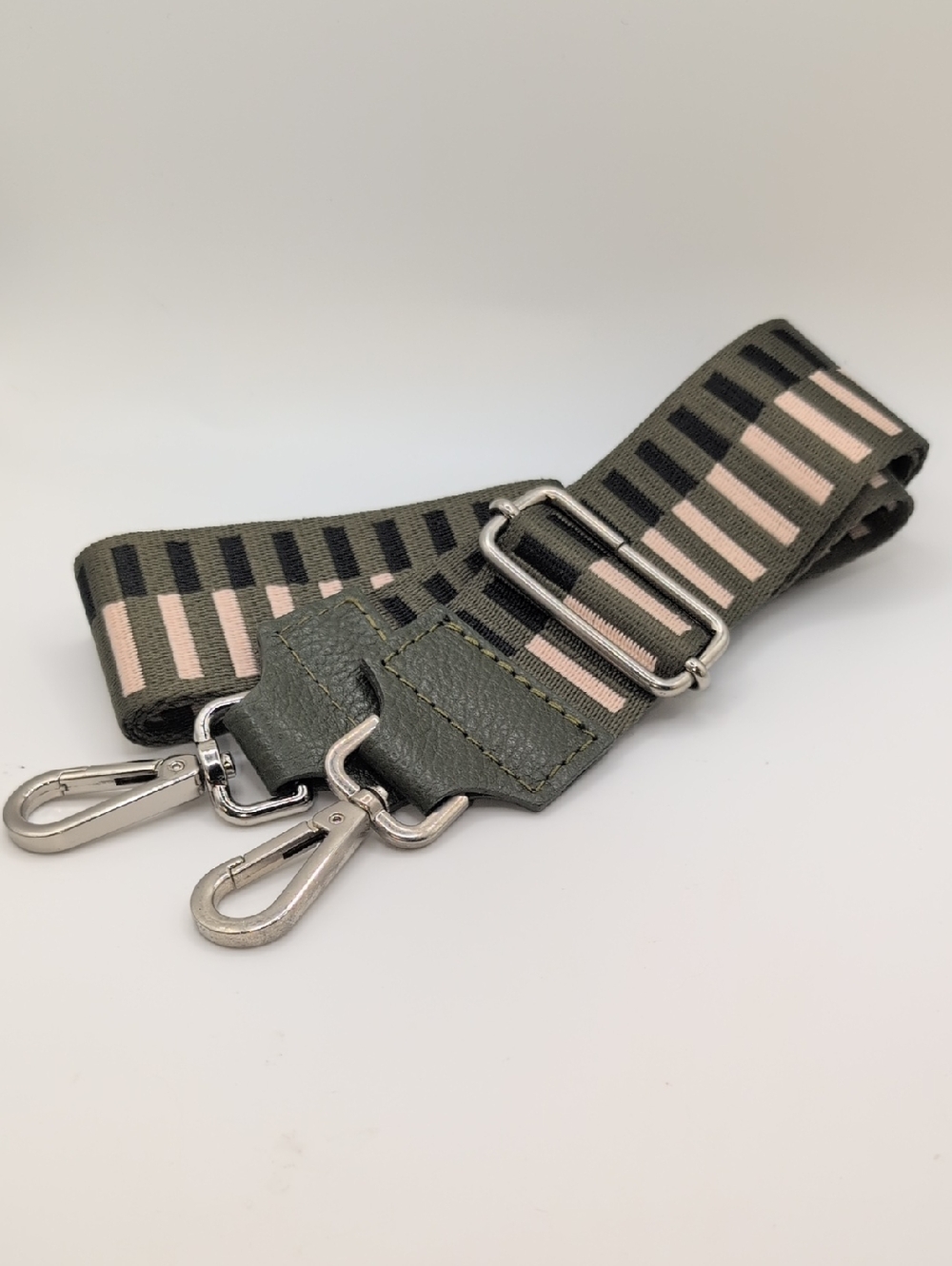 Adjustable Stripe Bag Strap in Olive